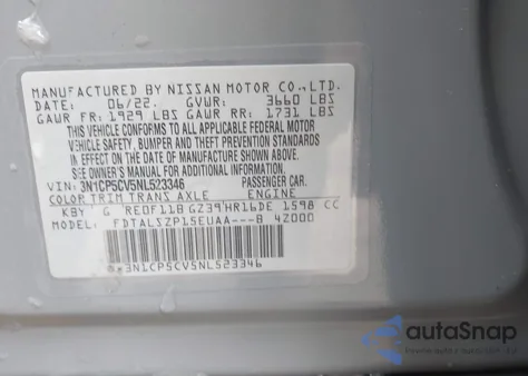 2022 Nissan Kicks Sv Xtronic Cvt z USA, uszkodzony, nr VIN 3N1CP5CV5NL523346